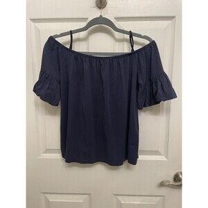 Lilly Pulitzer Women's M Off The Shoulder Top Navy Blue